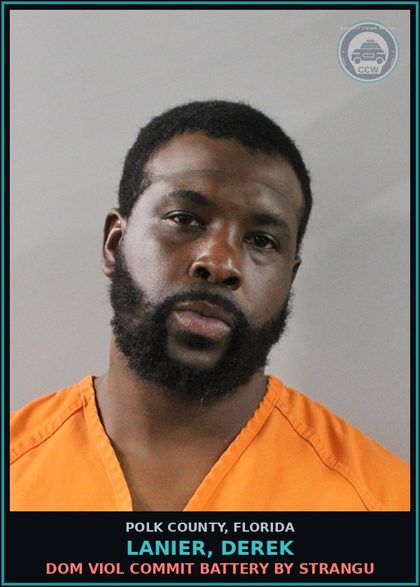 CCW arrest card for LANIER, DEREK in Polk County: Dom Viol Commit Battery by Strangu