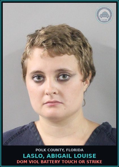 CCW arrest card for LASLO, ABIGAIL LOUISE in Polk County: Dom Viol Battery Touch or Strike