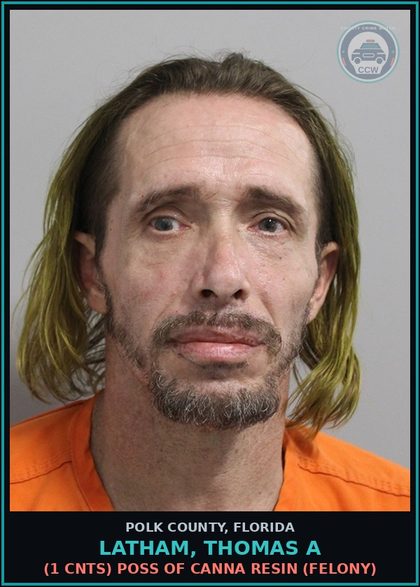CCW arrest card for LATHAM, THOMAS A in Polk County: POSS OF DRUG PARAPHERNAL