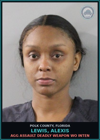 CCW arrest card for LEWIS, ALEXIS in Polk County: Agg Assault Deadly Weapon WO Inten