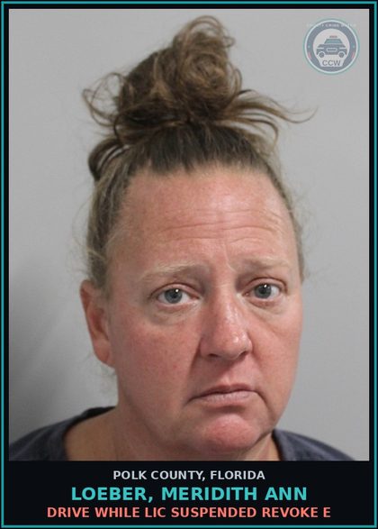 CCW arrest card for LOEBER, MERIDITH ANN in Polk County: Drive While Lic Suspended Revoke E