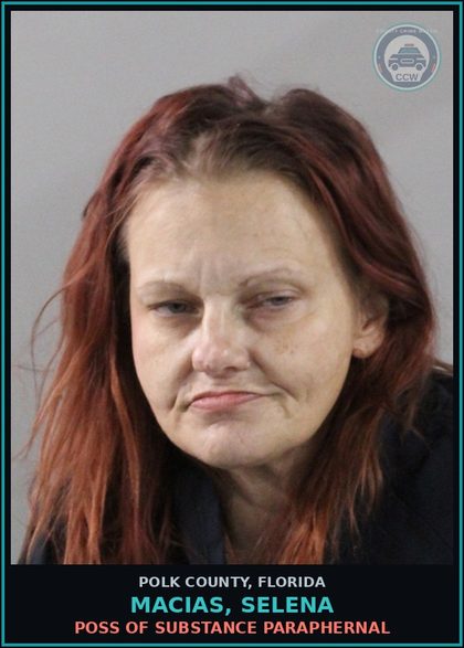 CCW arrest card for MACIAS, SELENA in Polk County: POSS OF DRUG PARAPHERNAL