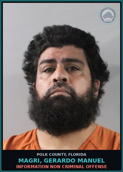 CCW arrest card for MAGRI, GERARDO MANUEL in Polk County: Information Non Criminal Offense