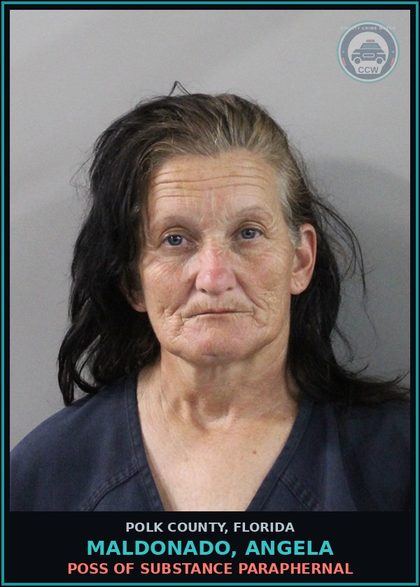 CCW arrest card for MALDONADO, ANGELA in Polk County: POSS OF DRUG PARAPHERNAL