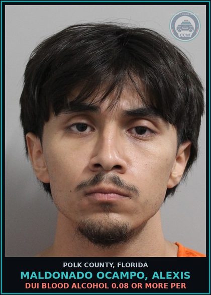 CCW arrest card for MALDONADO OCAMPO, ALEXIS in Polk County: DUI Blood Alcohol 0.08 Or More Per