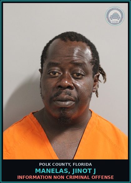 CCW arrest card for MANELAS, JINOT J in Polk County: Information Non Criminal Offense