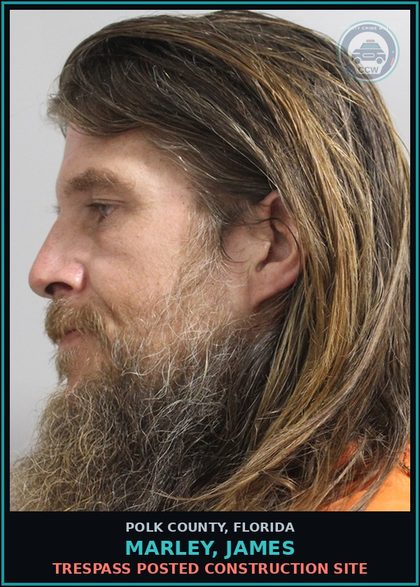 CCW arrest card for MARLEY, JAMES in Polk County: Trespass Posted Construction Site