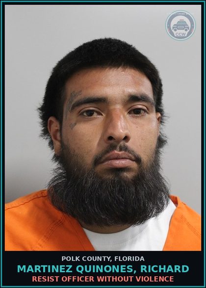 CCW arrest card for MARTINEZ QUINONES, RICHARD in Polk County: Criminal Mischief $1000 or more