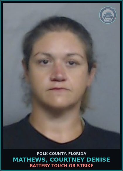 CCW arrest card for MATHEWS, COURTNEY DENISE in Polk County: Battery Touch Or Strike