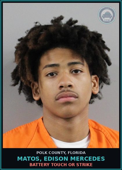 CCW arrest card for MATOS, EDISON MERCEDES in Polk County: Battery Touch Or Strike