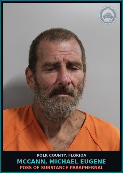 CCW arrest card for MCCANN, MICHAEL EUGENE in Polk County: POSS OF DRUG PARAPHERNAL