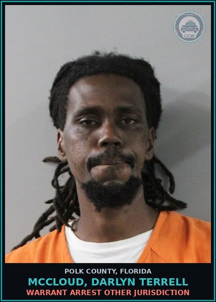 CCW arrest card for MCCLOUD, DARLYN TERRELL in Polk County: Warrant Arrest Other Jurisdiction
