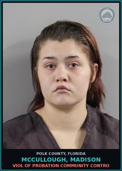 CCW arrest card for MCCULLOUGH, MADISON in Polk County: Viol of Probation Community Contro