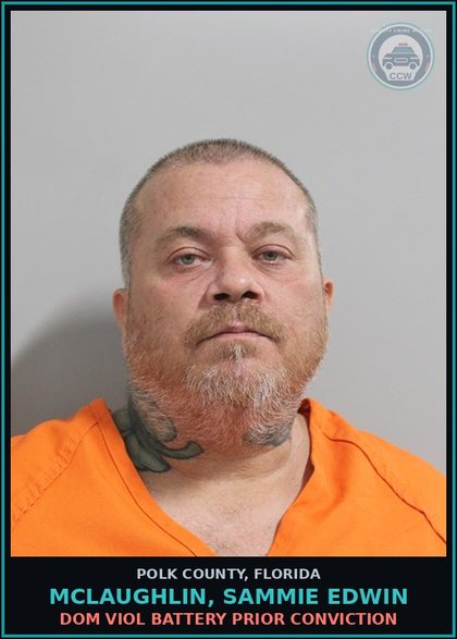 CCW arrest card for MCLAUGHLIN, SAMMIE EDWIN in Polk County: Dom Viol Battery Prior Conviction