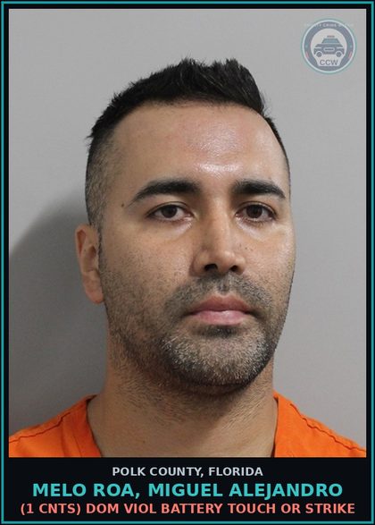 CCW arrest card for MELO ROA, MIGUEL ALEJANDRO in Polk County: (1 cnts) Dom Viol Battery Touch or Strike