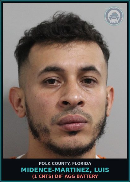CCW arrest card for MIDENCE-MARTINEZ, LUIS in Polk County: (1 cnts) DIF AGG BATTERY