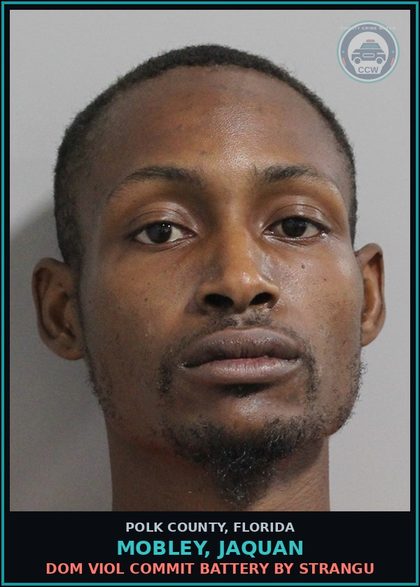CCW arrest card for MOBLEY, JAQUAN in Polk County: Dom Viol Commit Battery by Strangu