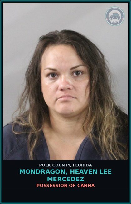 CCW arrest card for MONDRAGON, HEAVEN LEE MERCEDEZ in Polk County: POSSESSION OF Canna