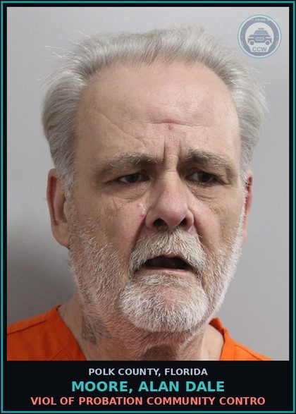 CCW arrest card for MOORE, ALAN DALE in Polk County: Viol of Probation Community Contro