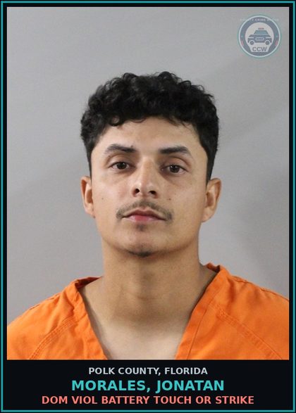 CCW arrest card for MORALES, JONATAN in Polk County: Dom Viol Battery Touch or Strike