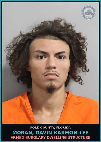 CCW arrest card for MORAN, GAVIN KARMON-LEE in Polk County: Armed Burglary Dwelling Structure