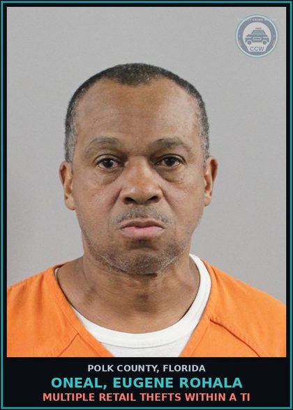 CCW arrest card for ONEAL, EUGENE ROHALA in Polk County: CRIMINAL CONSPIRACY TO VIOLATE RAC