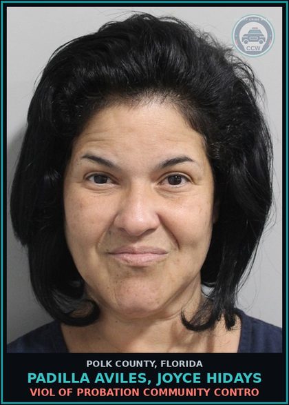 CCW arrest card for PADILLA AVILES, JOYCE HIDAYS in Polk County: Viol of Probation Community Contro