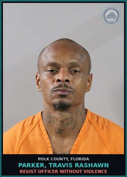 CCW arrest card for PARKER, TRAVIS RASHAWN in Polk County: Viol Inj for Protection against Do
