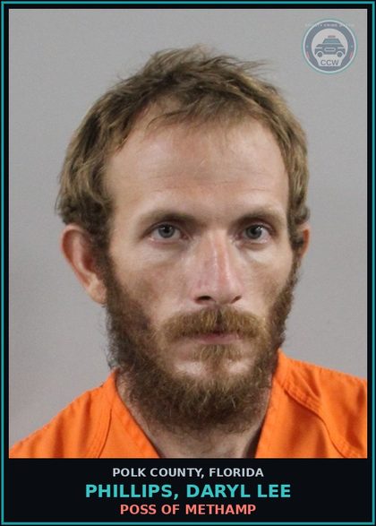 CCW arrest card for PHILLIPS, DARYL LEE in Polk County: Poss. Use Narcotic Paraphernalia