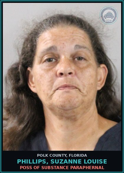 CCW arrest card for PHILLIPS, SUZANNE LOUISE in Polk County: POSS OF DRUG PARAPHERNAL