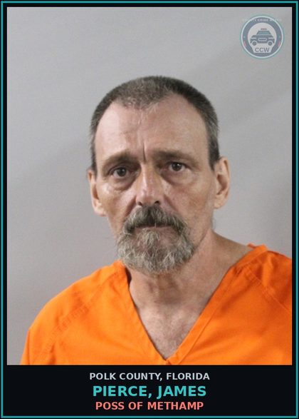 CCW arrest card for PIERCE, JAMES in Polk County: Poss. Use Narcotic Paraphernalia