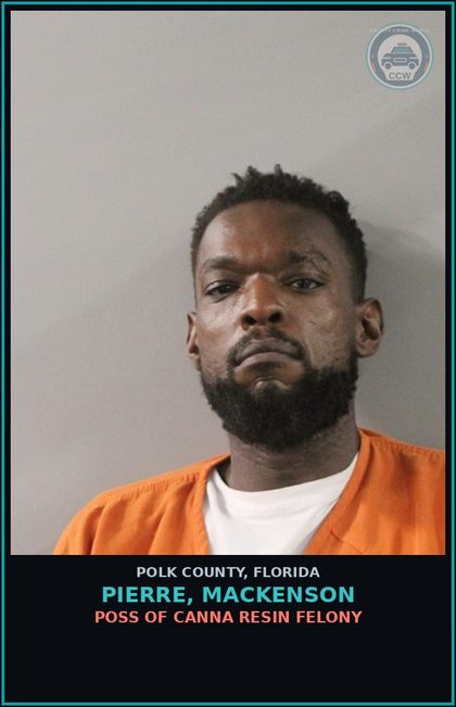 CCW arrest card for PIERRE, MACKENSON in Polk County: POSS OF DRUG PARAPHERNAL