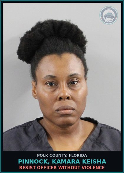 CCW arrest card for PINNOCK, KAMARA KEISHA in Polk County: Resist Officer without Violence