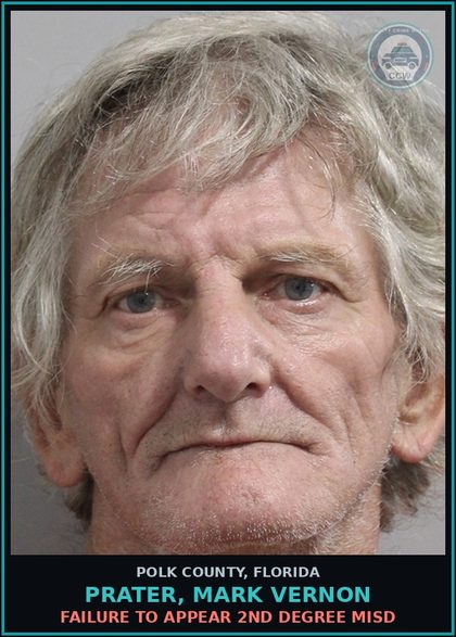 CCW arrest card for PRATER, MARK VERNON in Polk County: FAILURE TO APPEAR 2nd Degree Misd