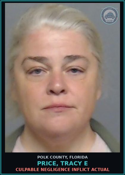 CCW arrest card for PRICE, TRACY E in Polk County: Culpable Negligence Inflict Actual