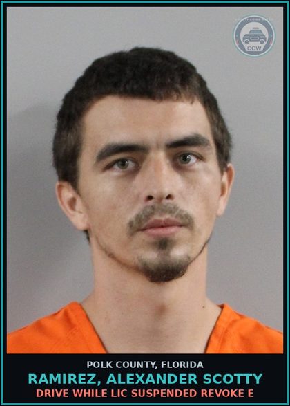 CCW arrest card for RAMIREZ, ALEXANDER SCOTTY in Polk County: Drive While Lic Suspended Revoke E