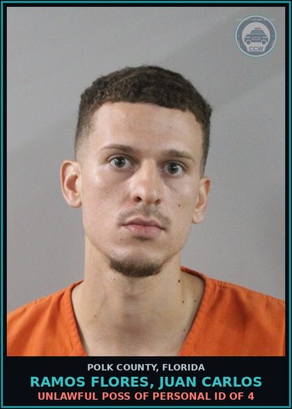 CCW arrest card for RAMOS FLORES, JUAN CARLOS in Polk County: Illegal Use of Credit Cards More t