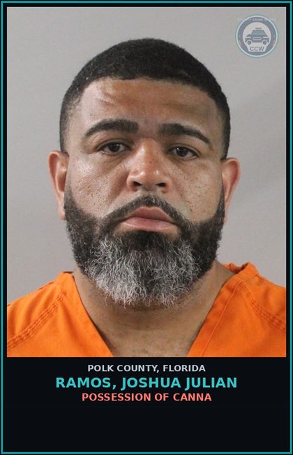 CCW arrest card for RAMOS, JOSHUA JULIAN in Polk County: POSSESSION OF Canna