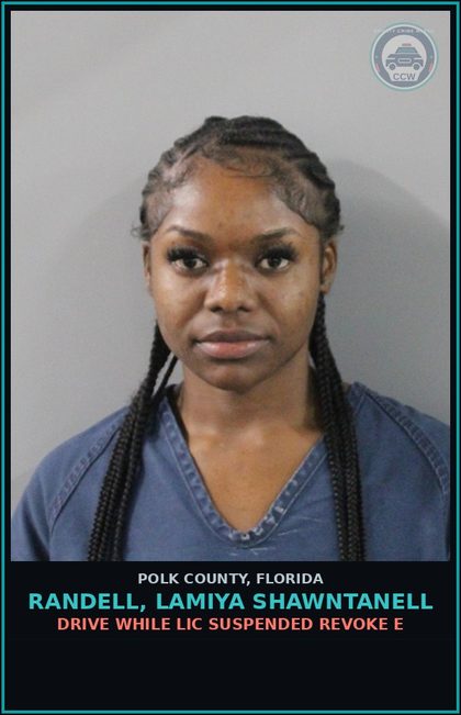 CCW arrest card for RANDELL, LAMIYA SHAWNTANELL in Polk County: Drive While Lic Suspended Revoke E