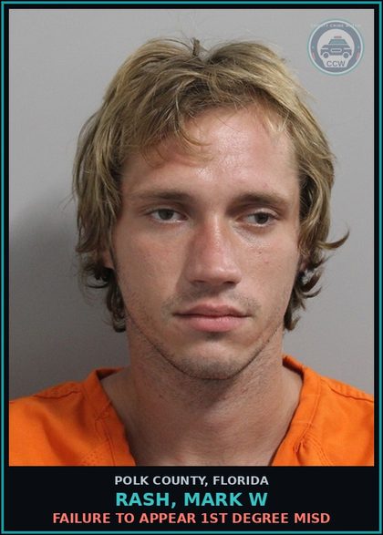 CCW arrest card for RASH, MARK W in Polk County: FAILURE TO APPEAR 1st Degree Misd