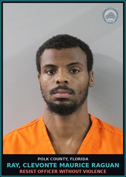 CCW arrest card for RAY, CLEVONTE MAURICE RAGUAN in Polk County: Viol of Probation Community Contro