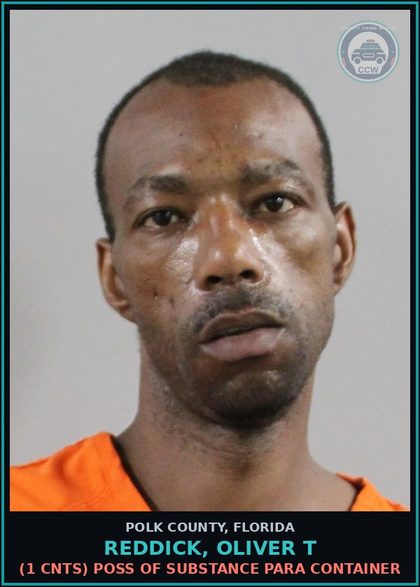 CCW arrest card for REDDICK, OLIVER T in Polk County: (1 cnts) POSS OF DRUG PARA CONTAINER