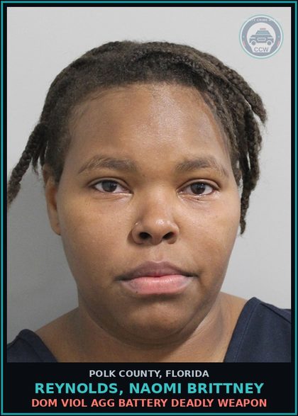 CCW arrest card for REYNOLDS, NAOMI BRITTNEY in Polk County: Dom Viol Agg Battery Deadly Weapon