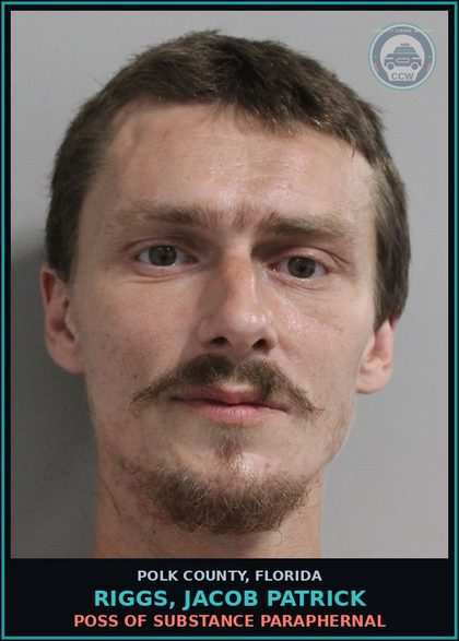 CCW arrest card for RIGGS, JACOB PATRICK in Polk County: POSS OF DRUG PARAPHERNAL