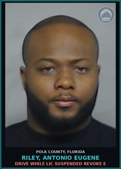 CCW arrest card for RILEY, ANTONIO EUGENE in Polk County: Drive While Lic Suspended Revoke E