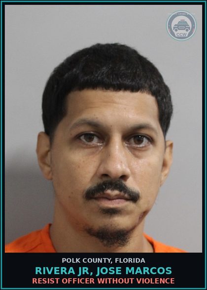 CCW arrest card for RIVERA JR, JOSE MARCOS in Polk County: Resist Officer without Violence