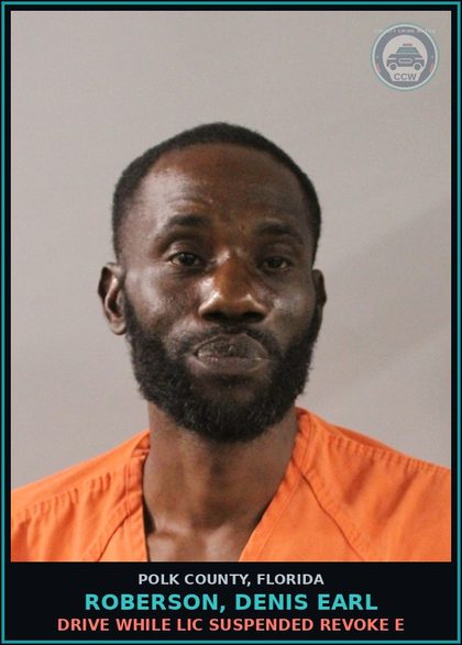 CCW arrest card for ROBERSON, DENIS EARL in Polk County: Drive While Lic Suspended Revoke E