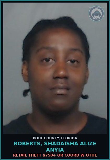 CCW arrest card for ROBERTS, SHADAISHA ALIZE ANYIA in Polk County: Information Non Criminal Offense