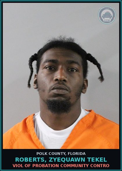 CCW arrest card for ROBERTS, ZYEQUAWN TEKEL in Polk County: Viol of Probation Community Contro