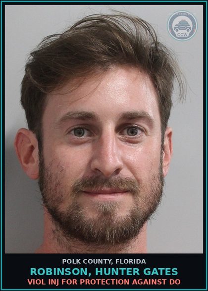CCW arrest card for ROBINSON, HUNTER GATES in Polk County: Viol Inj for Protection against Do